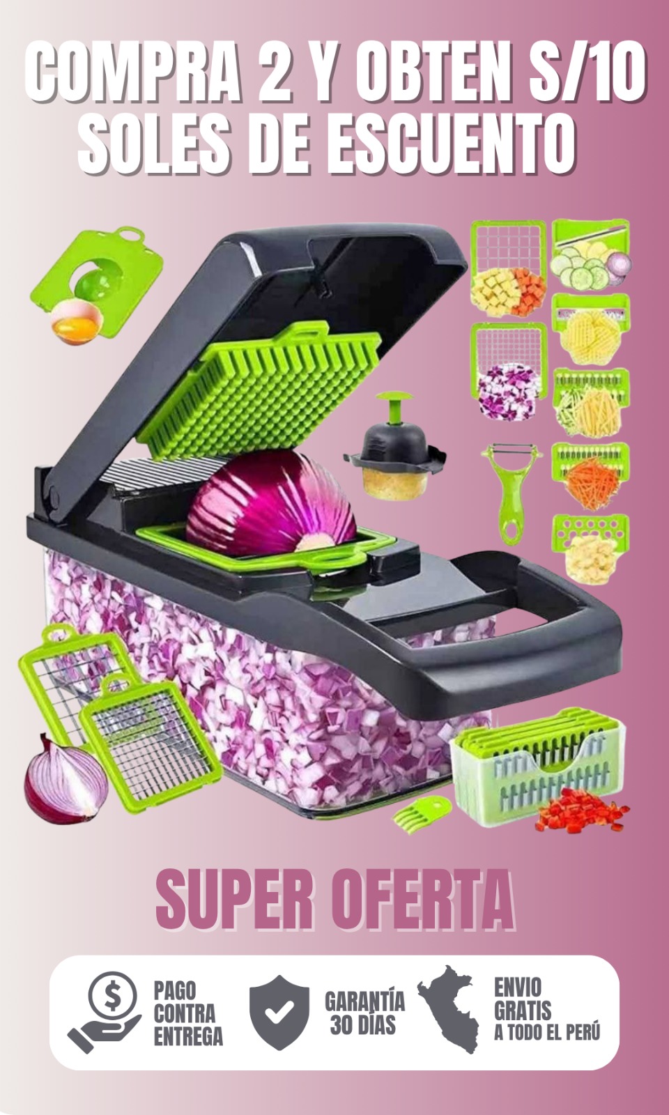 Picador multifuncional de vegetales