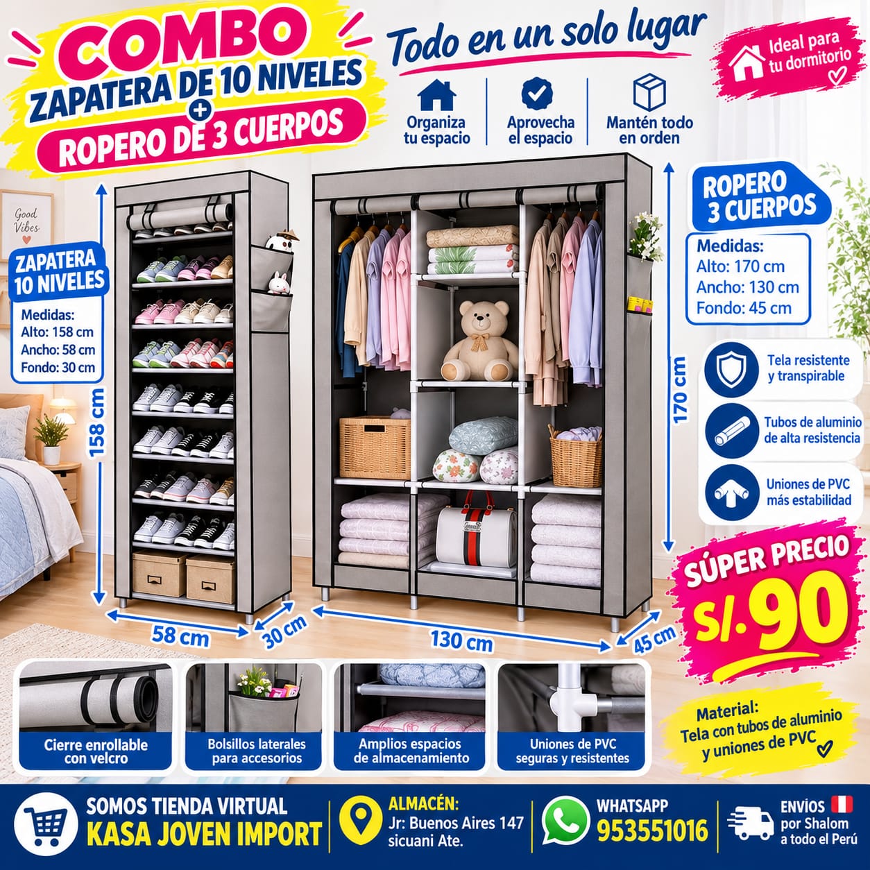 Ropero armable con zapatera