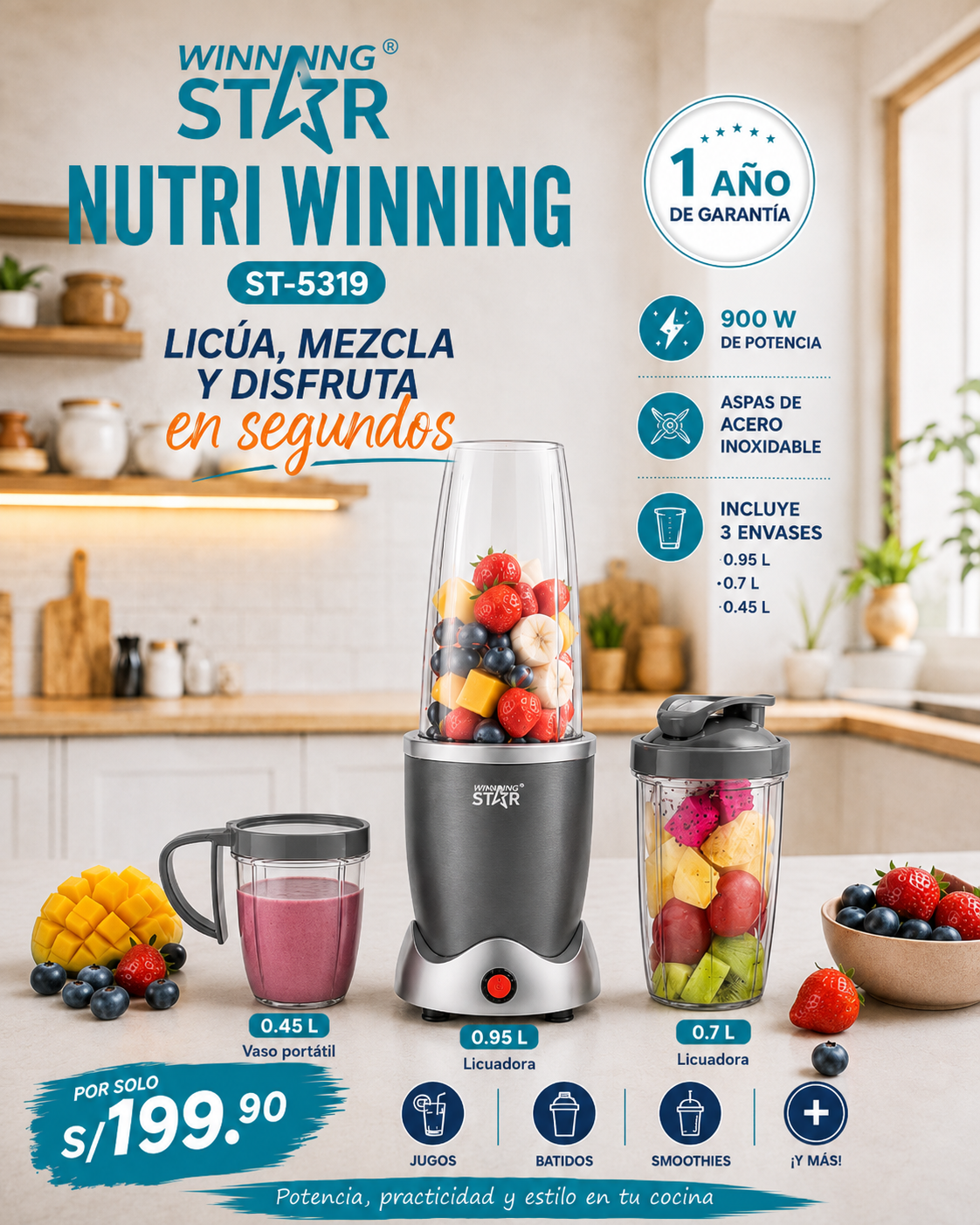 Licuadora moledor multifuncional