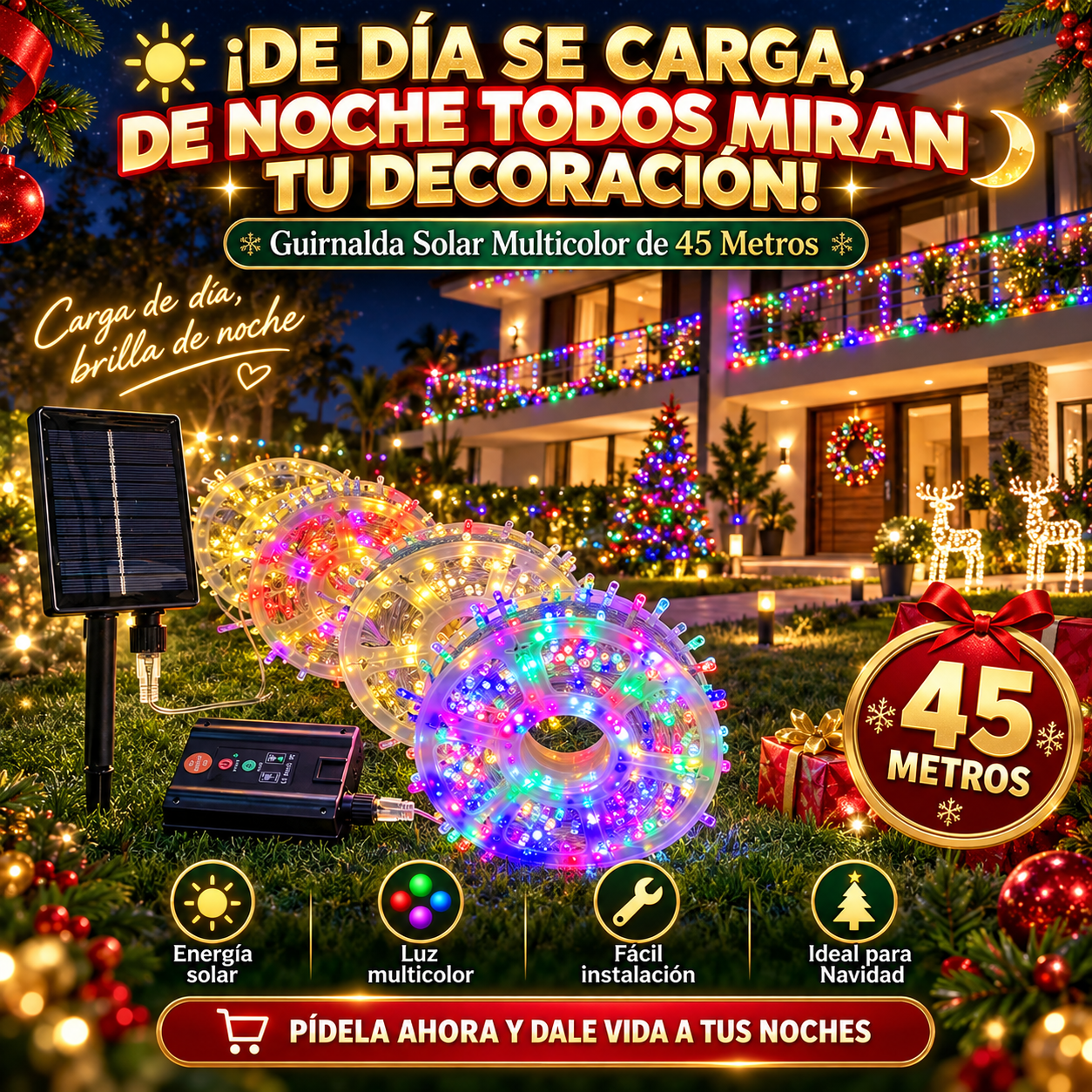 Guirnalda solar multicolor